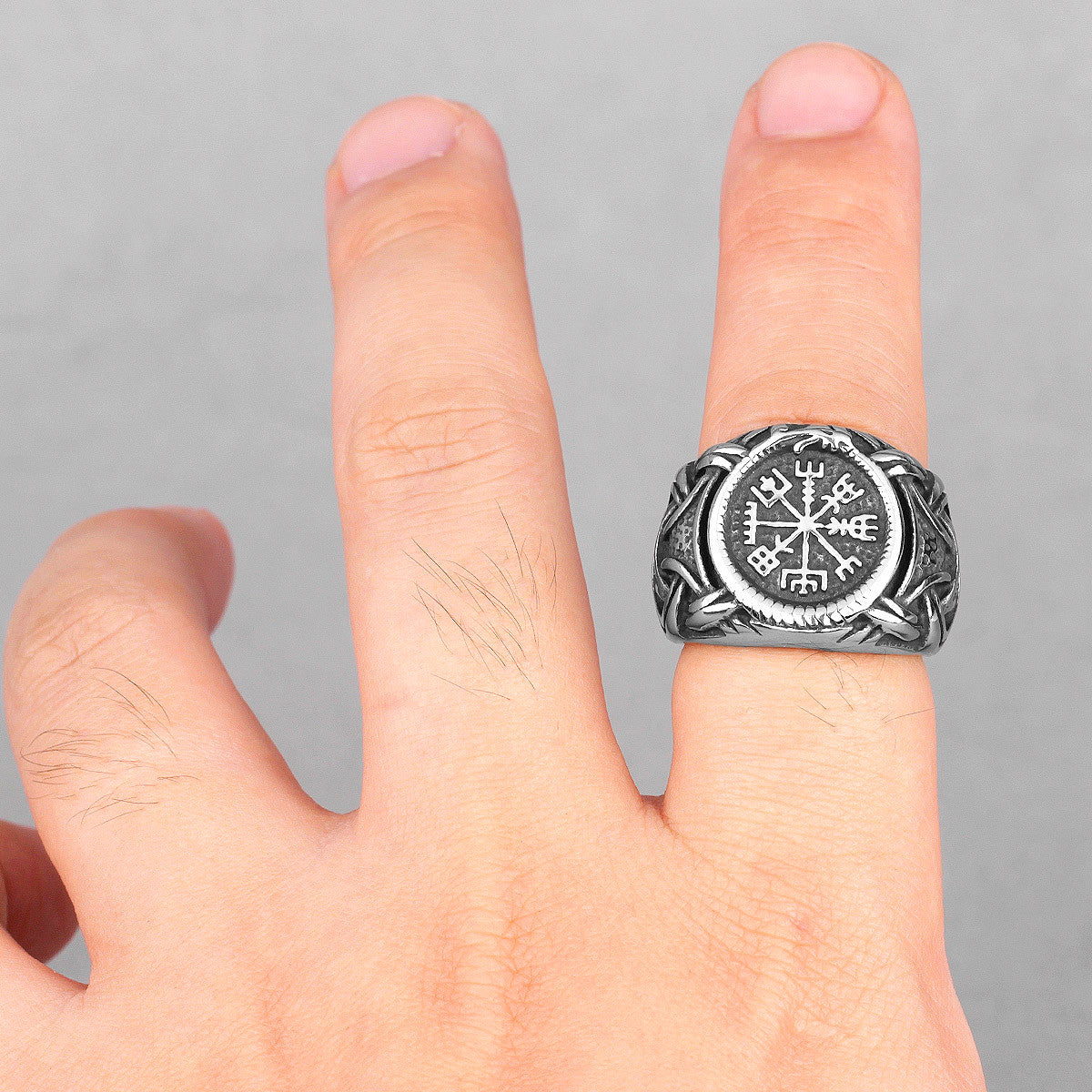 Men's No Fade Stainless Steel Celtic Knot Viking Trident Street Wear Rings