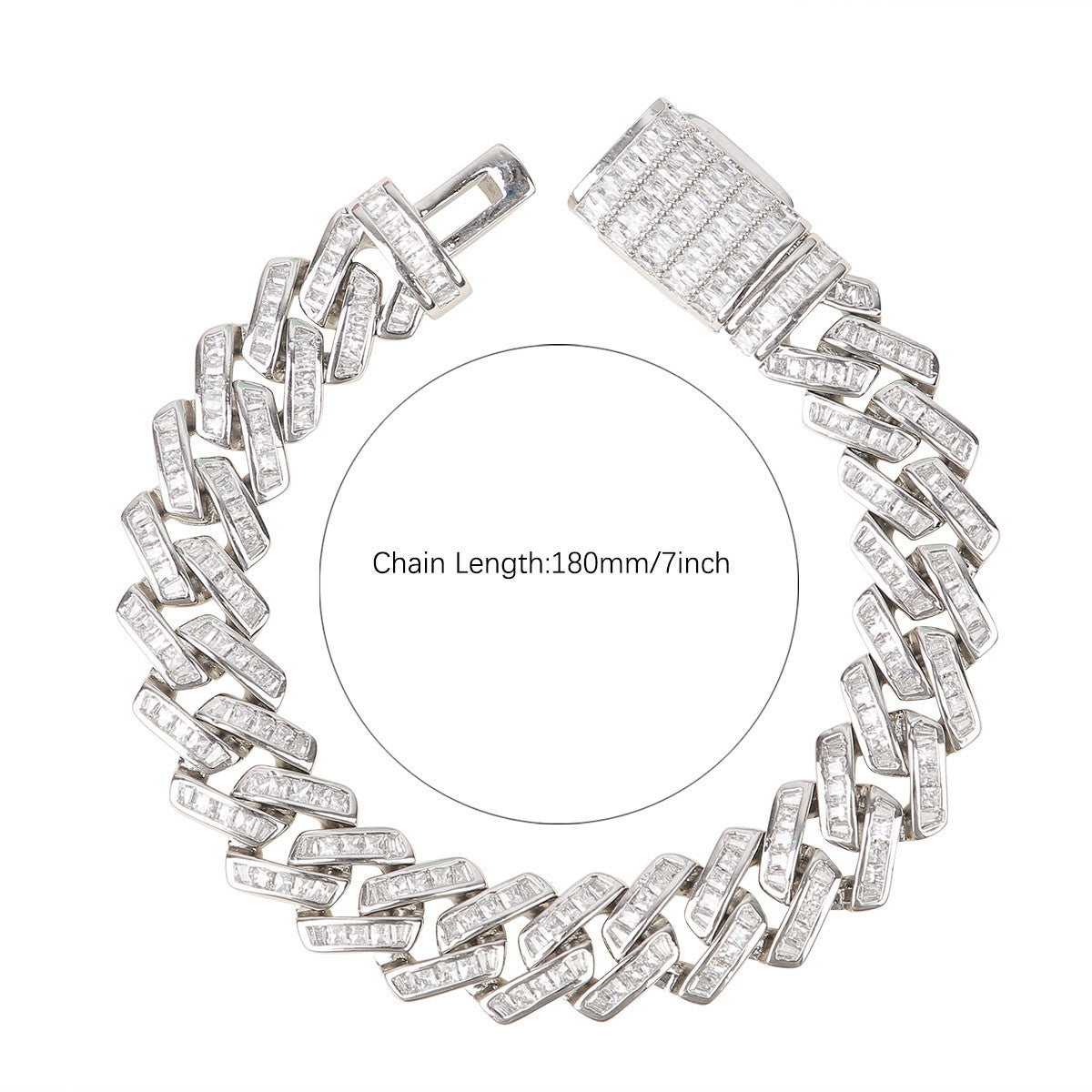 IceBaguette | 11mm All Baguette 24k Gold 925 Silver Hip Hop Bracelet