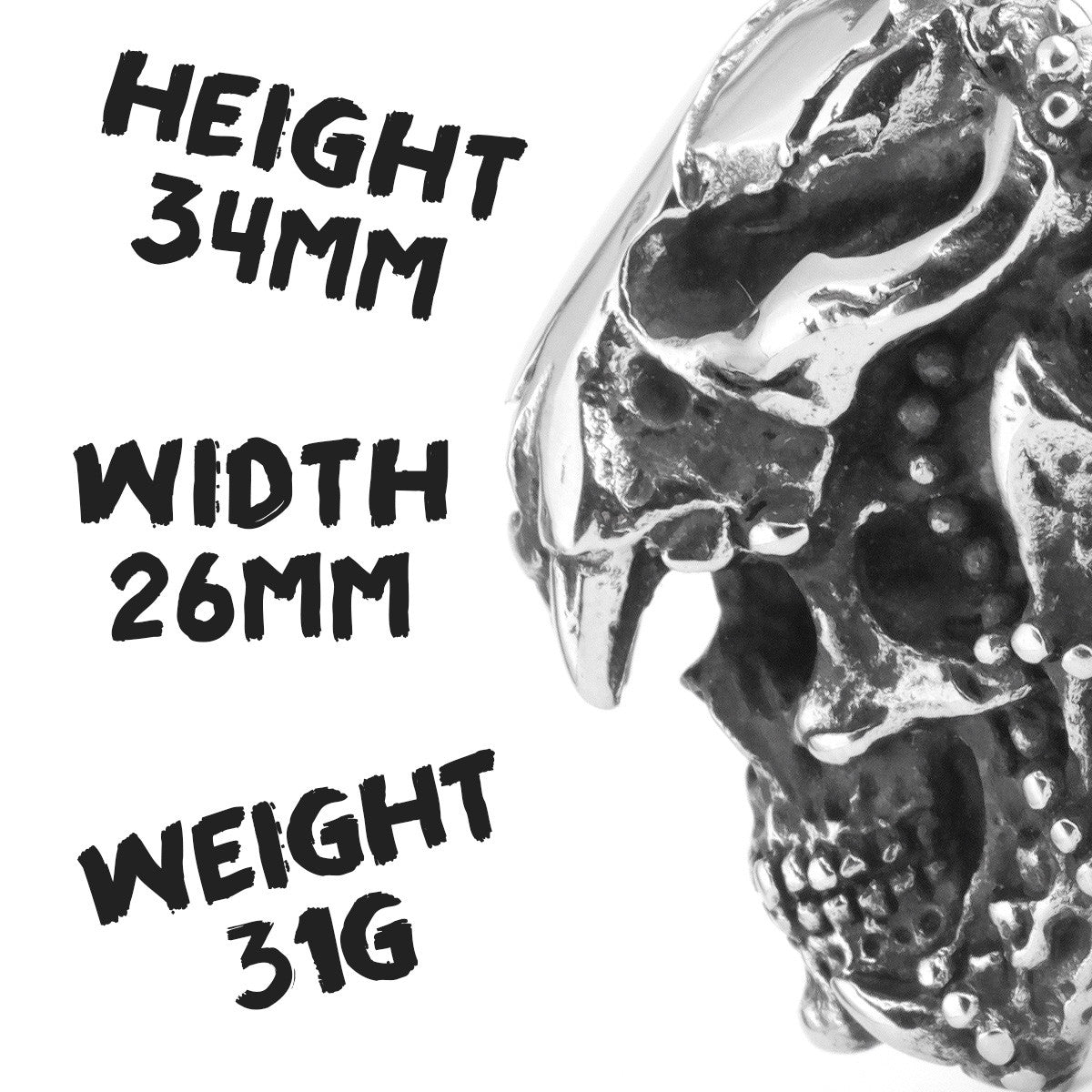 Mens No Fade Stainless Steel Jaguar Warrior Skull Vintage Street Wear Rings