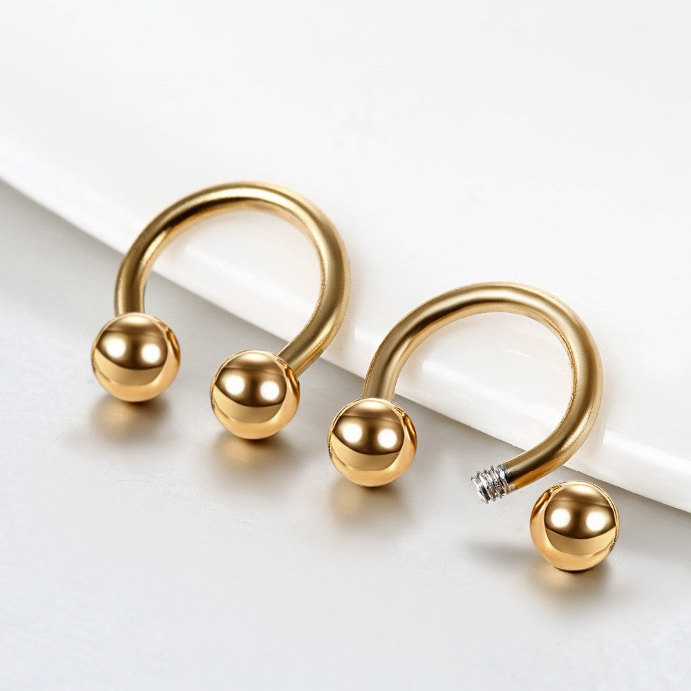 14k Gold Silver Black Over Solid Stainless Steel Bull Septum Nose Ring 