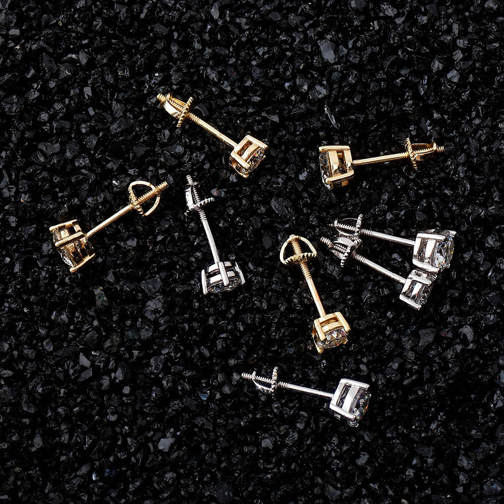 3mm - 5mm Iced 0.1-0.5 Carat Moissanite Bling Earrings