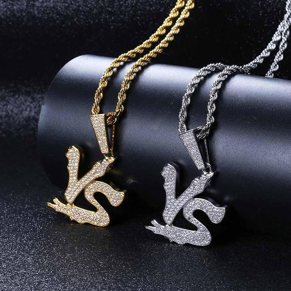 Combat Collection | VVS Diamond CZ 14k Gold 925 Silver Nunchaku Ninja VS Pendant Necklace