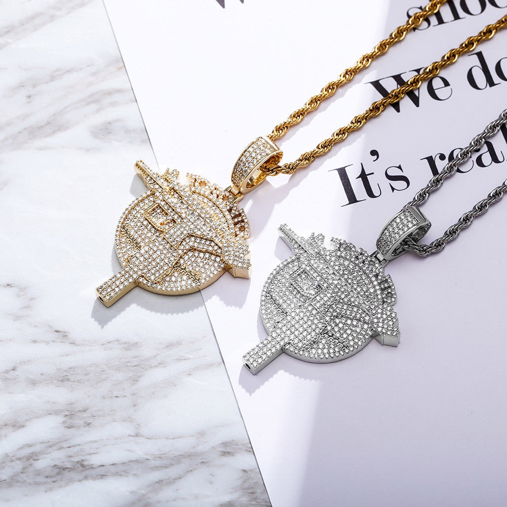 14k Gold 925 Silver Bling Toronto UZI Gun Hip Hop Pendant Chain Necklace