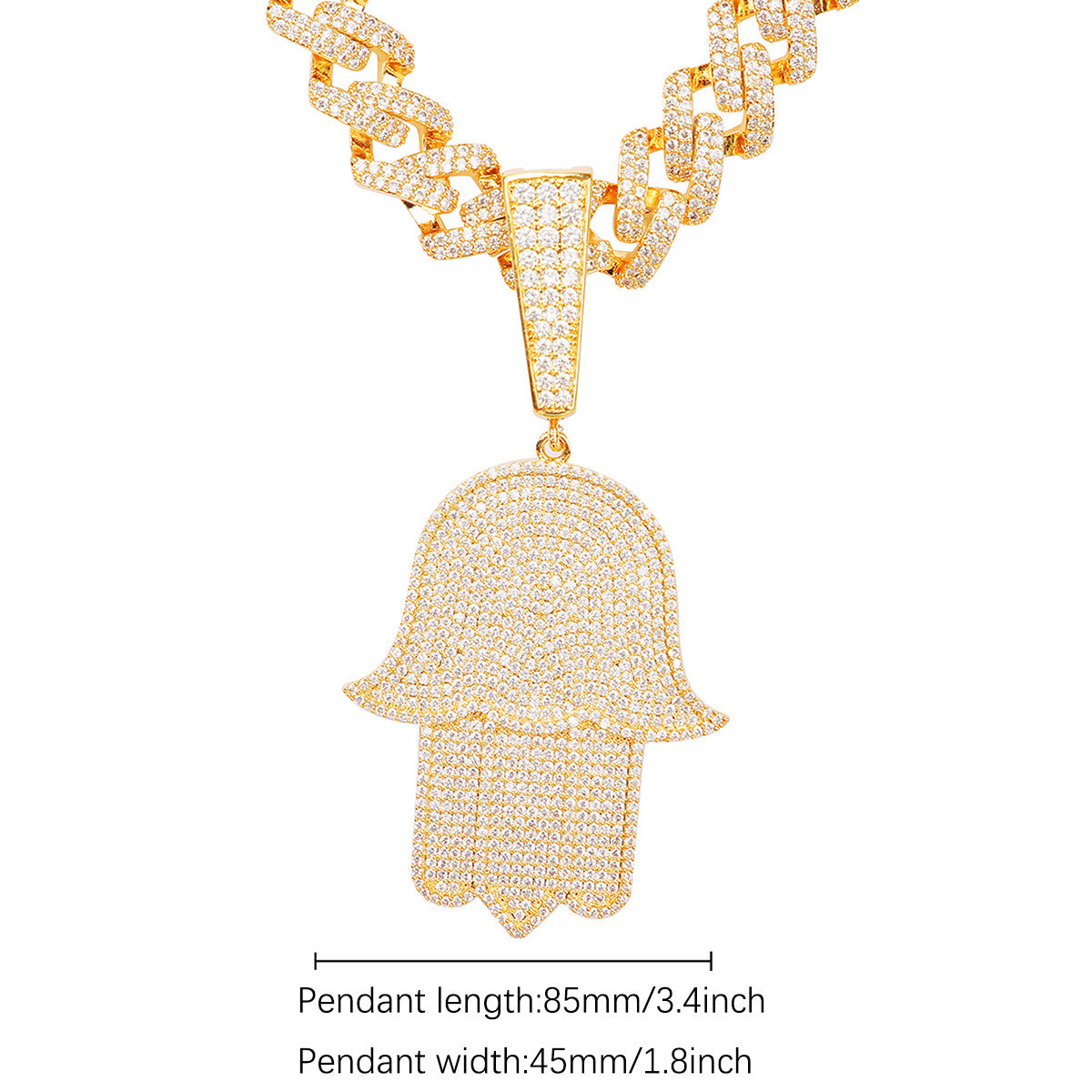 Hamsa Hand | Power Strength Protection 5A VVS Diamond Hip Hop Pendant