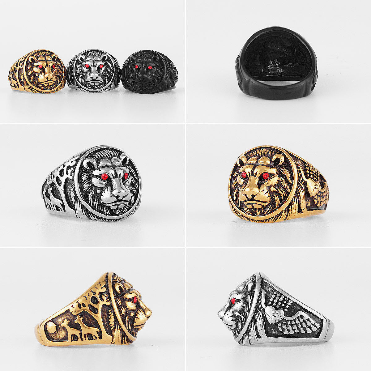 The Tiger's Eye | 14k Gold Black Over Solid Stainless Steel Tiger Street Wear Rings