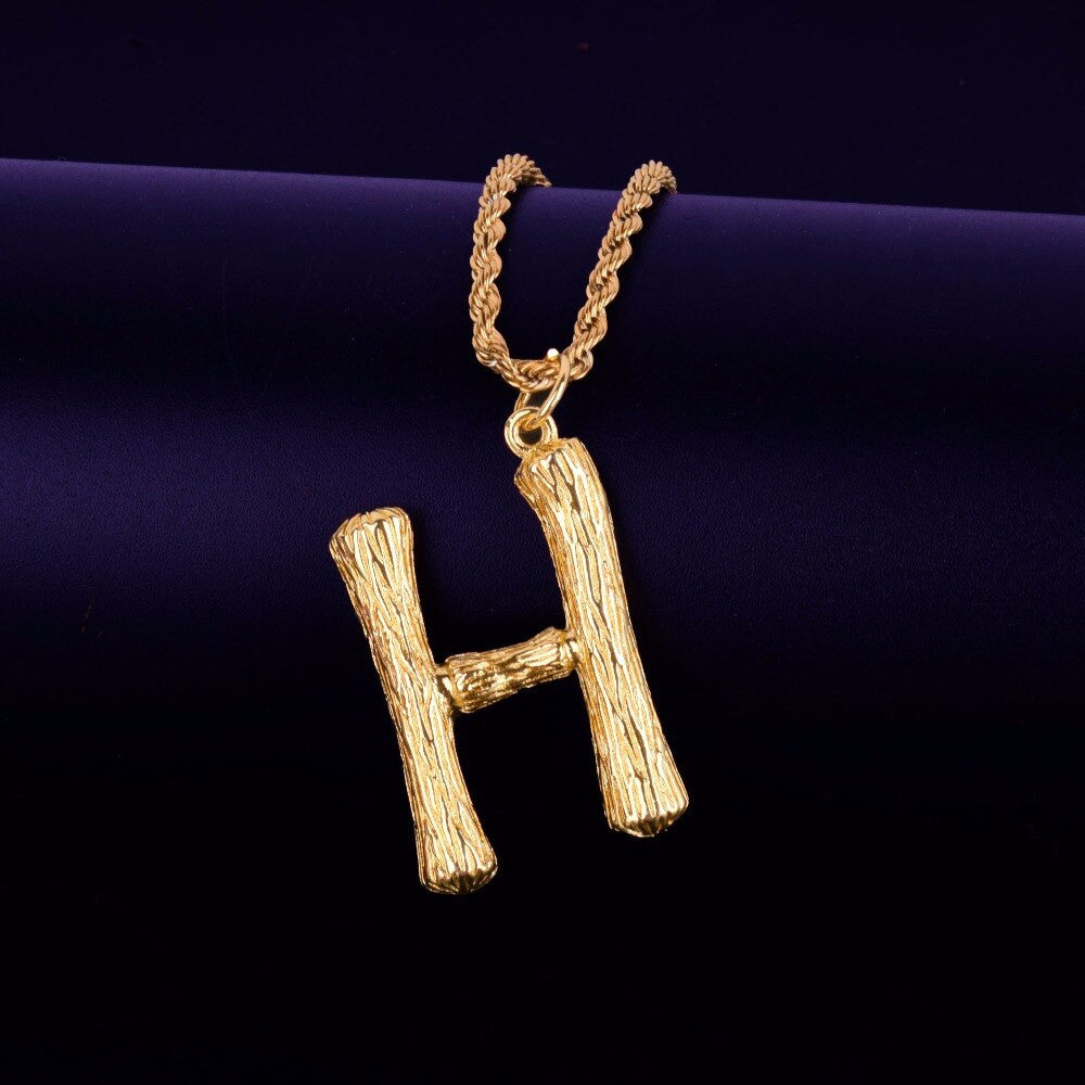 18k Gold Silver Bamboo Letters Hip Hop Initial Chains Pendant Neckalces