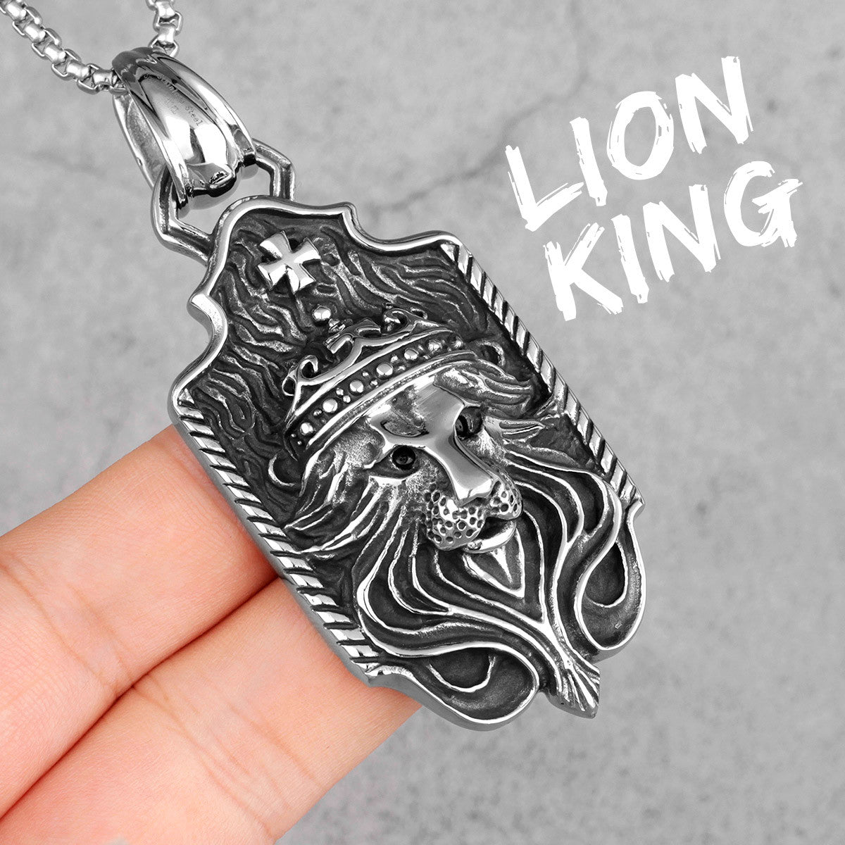 Mens No Fade Stainless Steel Kings Of Beast Lion King Unique Pendant Chain Necklace