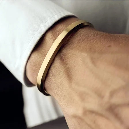 Clean Classic | Solid No Fade Stainless Steel 18k Gold Cuff Street Wear Bracelets