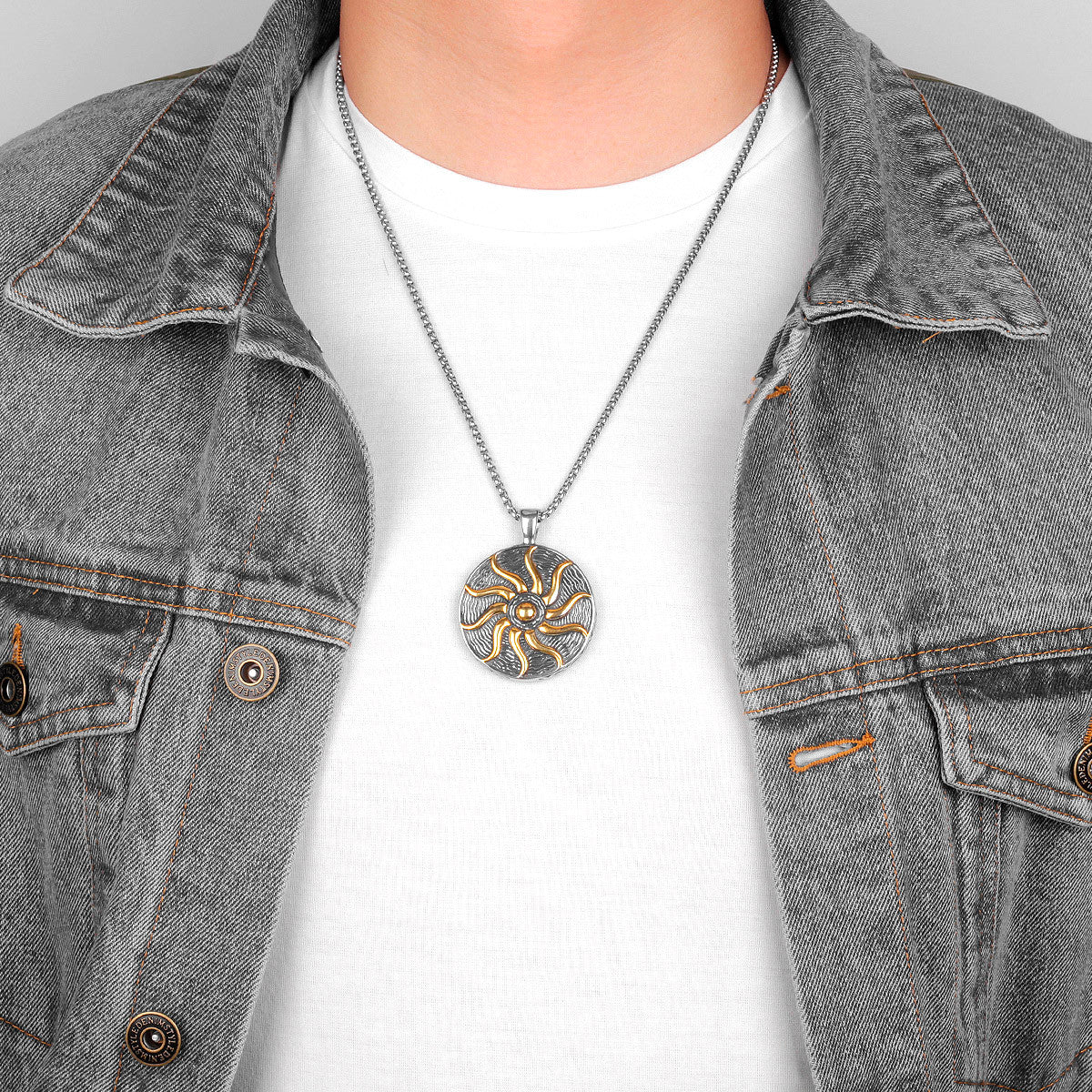 Helios | Greek God Of The Sun Stainless Steel Talisman Pendant Chain Necklace