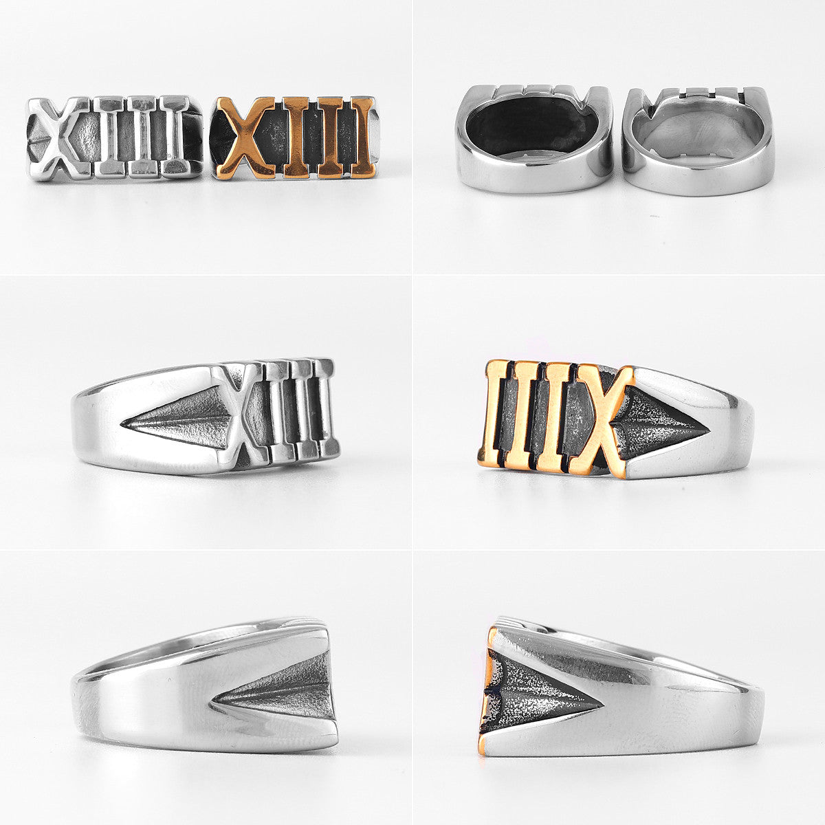 Luck Number 13 | Stainless Steel Men's  14k Gold Accent Designer Men's Rings