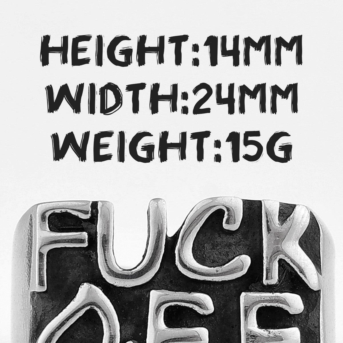 Mens No Fade Stainless Steel Eff F Off Vintage Black Street Wear Hip Hop Rings