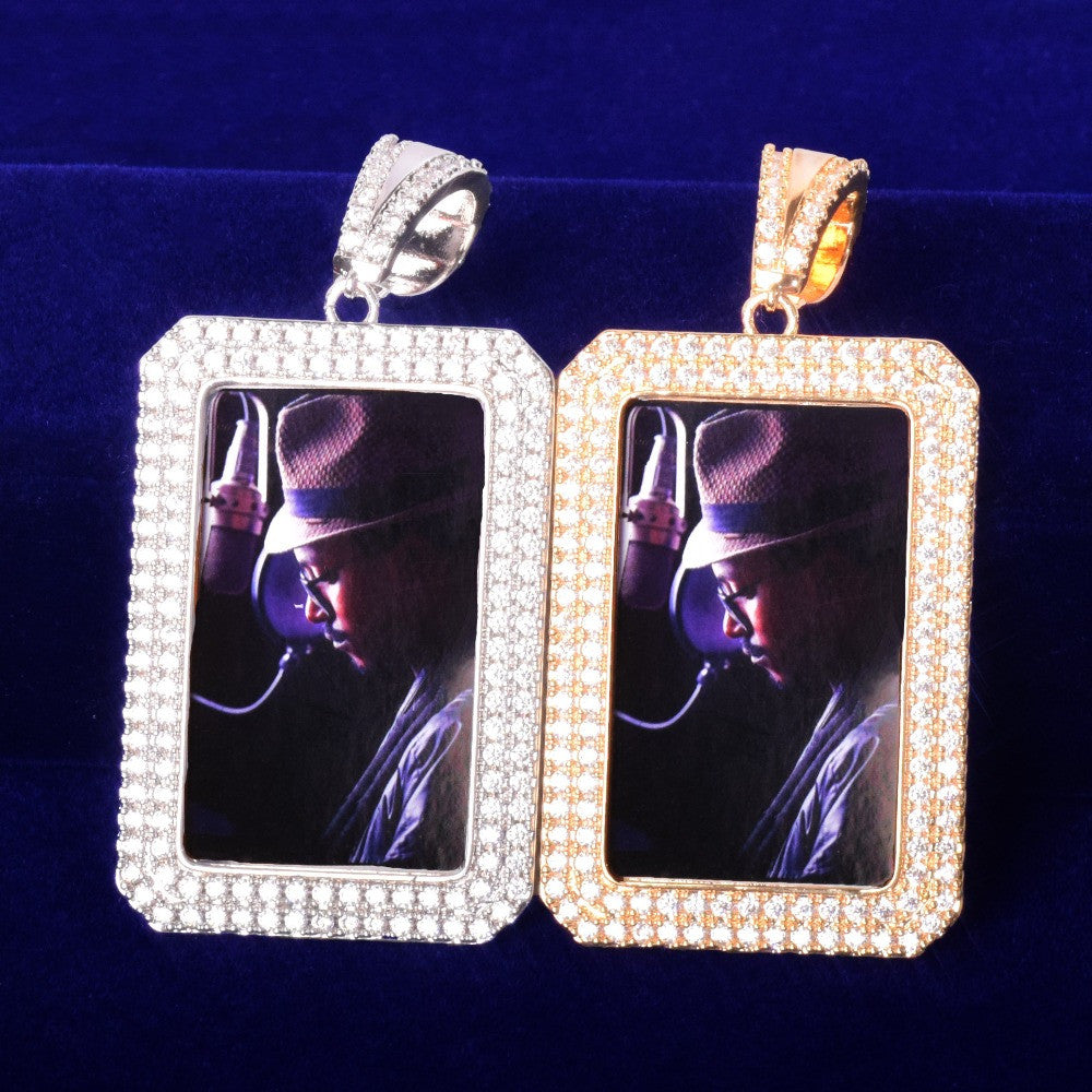 Crowned Jewel | Two Row Iced Border Custom Photo Memories Hip Hop Pendant