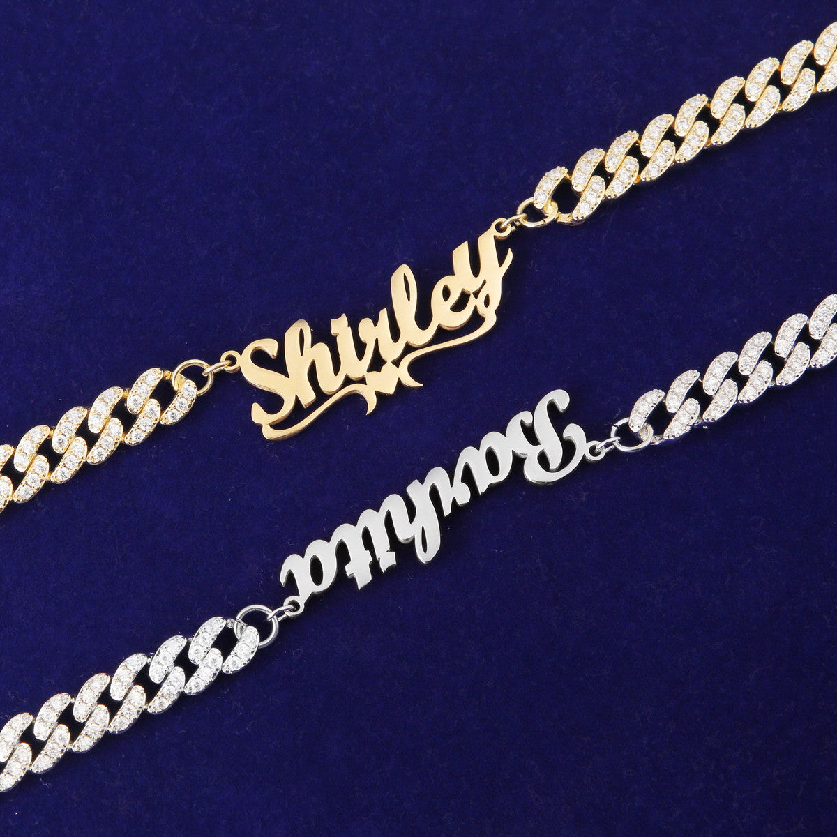 The Princess | VVS Diamond CZ Iced Cuban Link Cursive Letter Initial Name Necklace