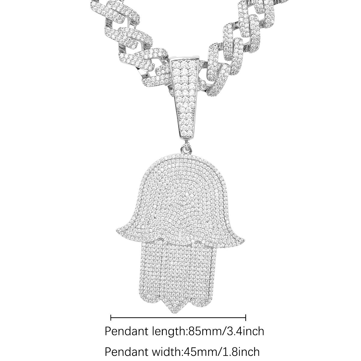 Hamsa Hand | Power Strength Protection 5A VVS Diamond Hip Hop Pendant