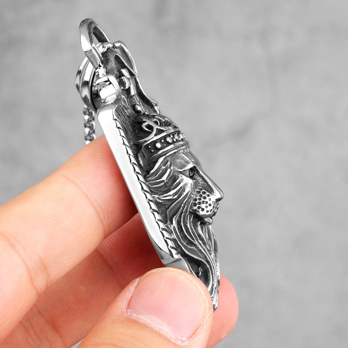 Mens No Fade Stainless Steel Kings Of Beast Lion King Unique Pendant Chain Necklace