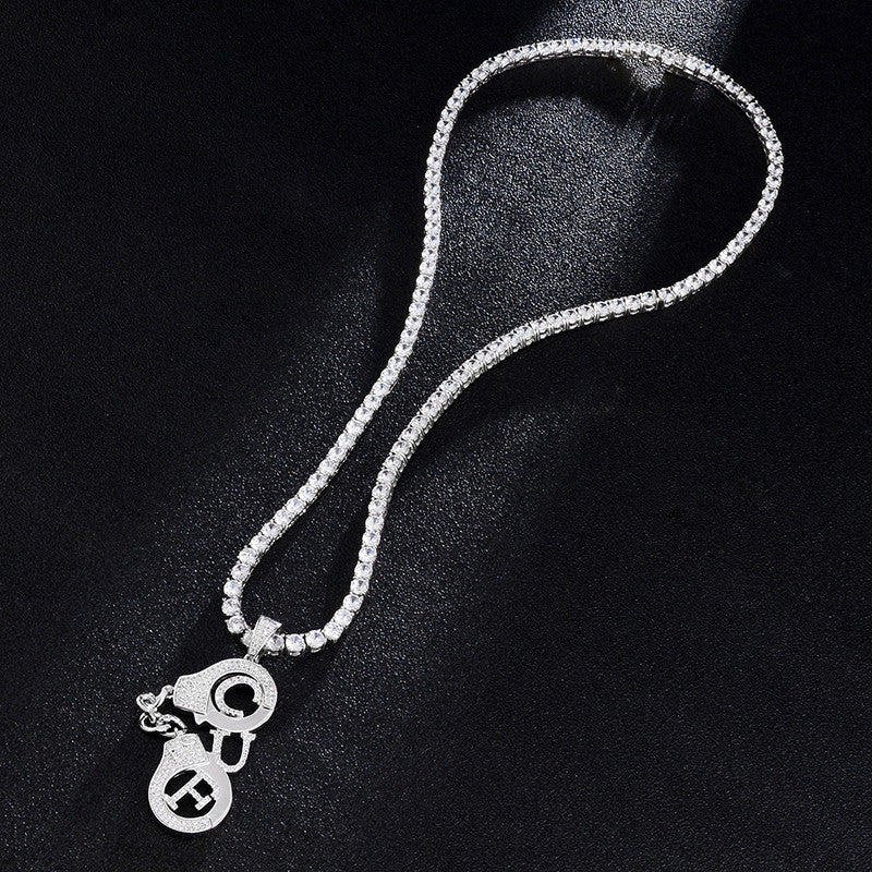 Flooded Ice Handcuffs CUF 18k Gold .925 Silver Hip Hop Pendant Chain Necklace