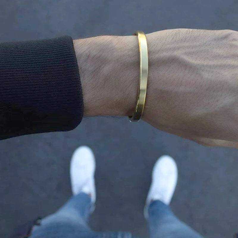 Clean Classic | Solid No Fade Stainless Steel 18k Gold Cuff Street Wear Bracelets
