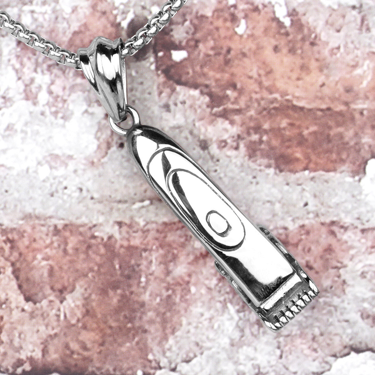 Stainless Steel No Fade Stainless Steel Barber Hair Clippers Shaver Pendant Chain Necklace