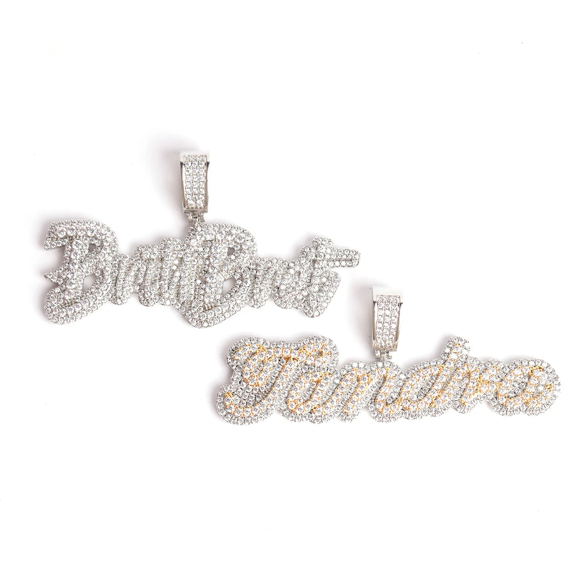Cluster Drip | Iced Two Layer VVS Diamond CZ Blinged Out Nameplate Pendant
