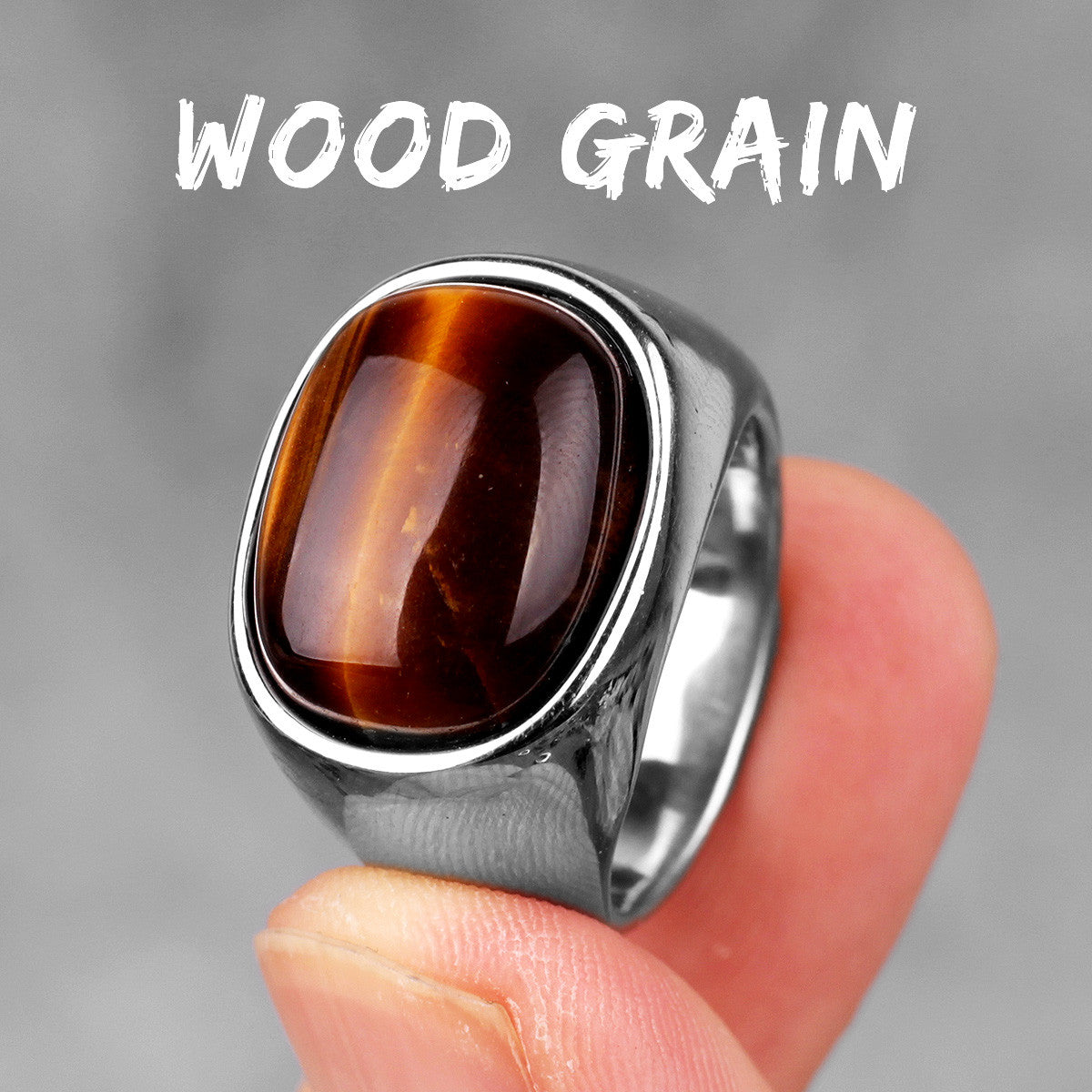 Wood Grain | 316L No Fade Stainless Steel Luxury Hip Hop Street Wear Rings