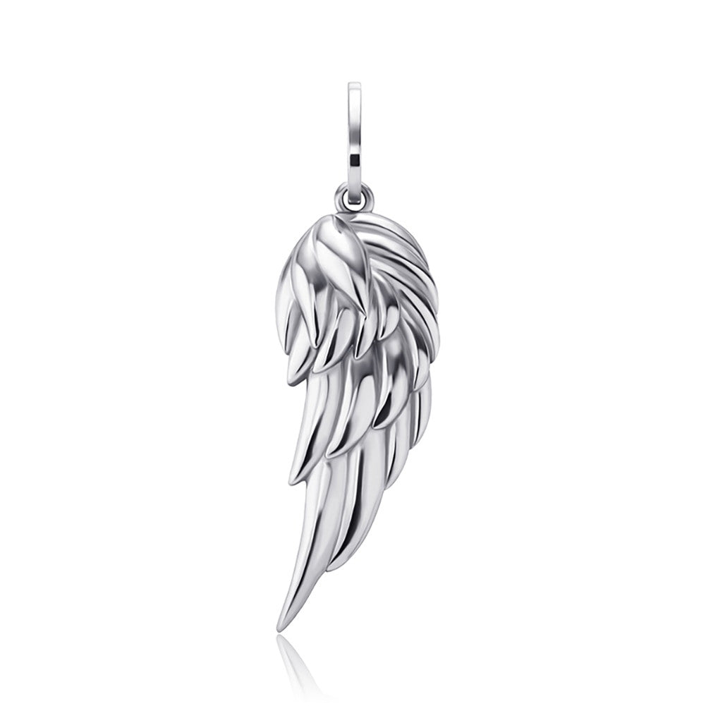 Ladies Single Angel Wing Solid 925 Sterling over over Yellow Rose Gold Bling Pendant Necklace