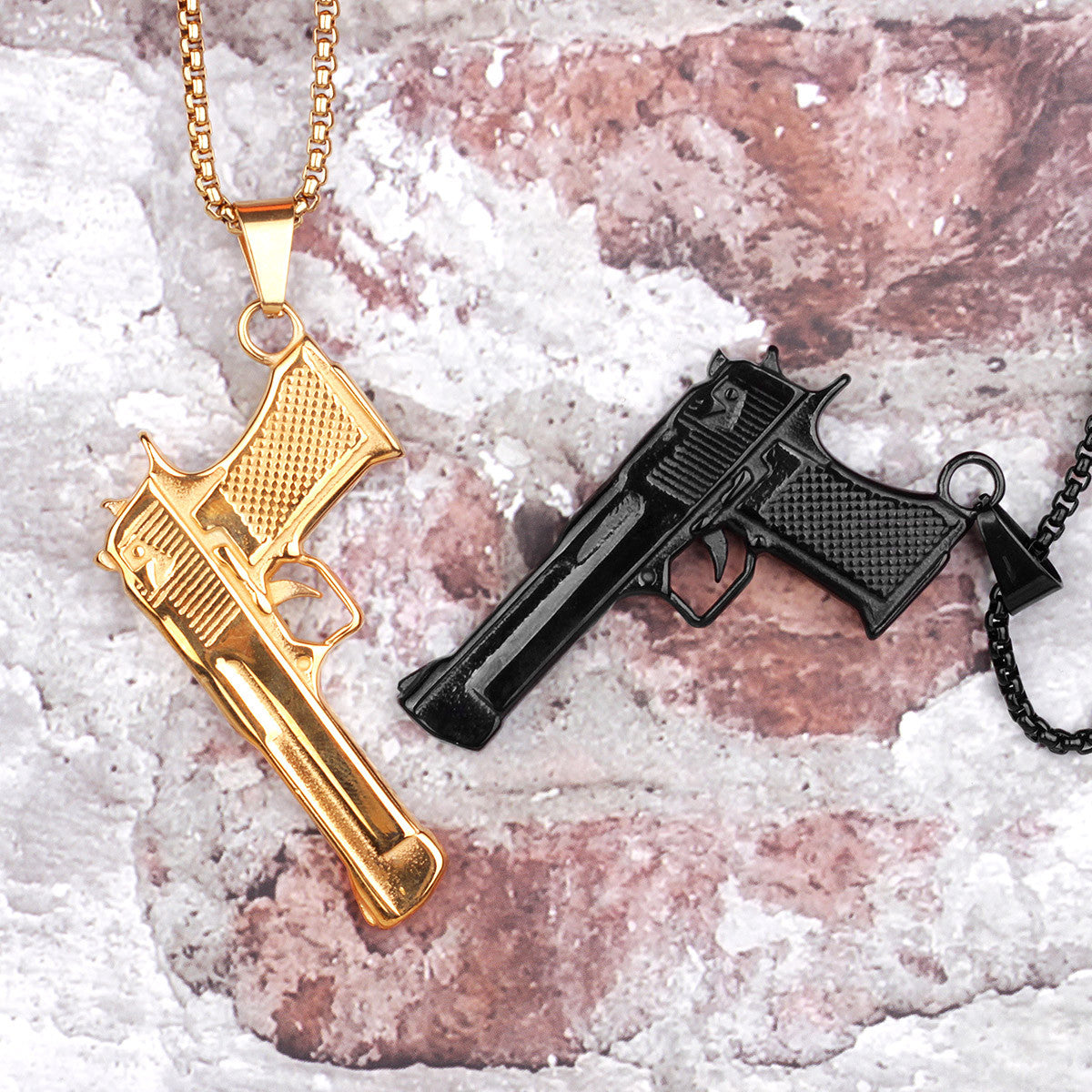 Desert Eagle | Hip Hop 14k Gold Silver Stainless Steel No Fade Pistol Gun Pendant