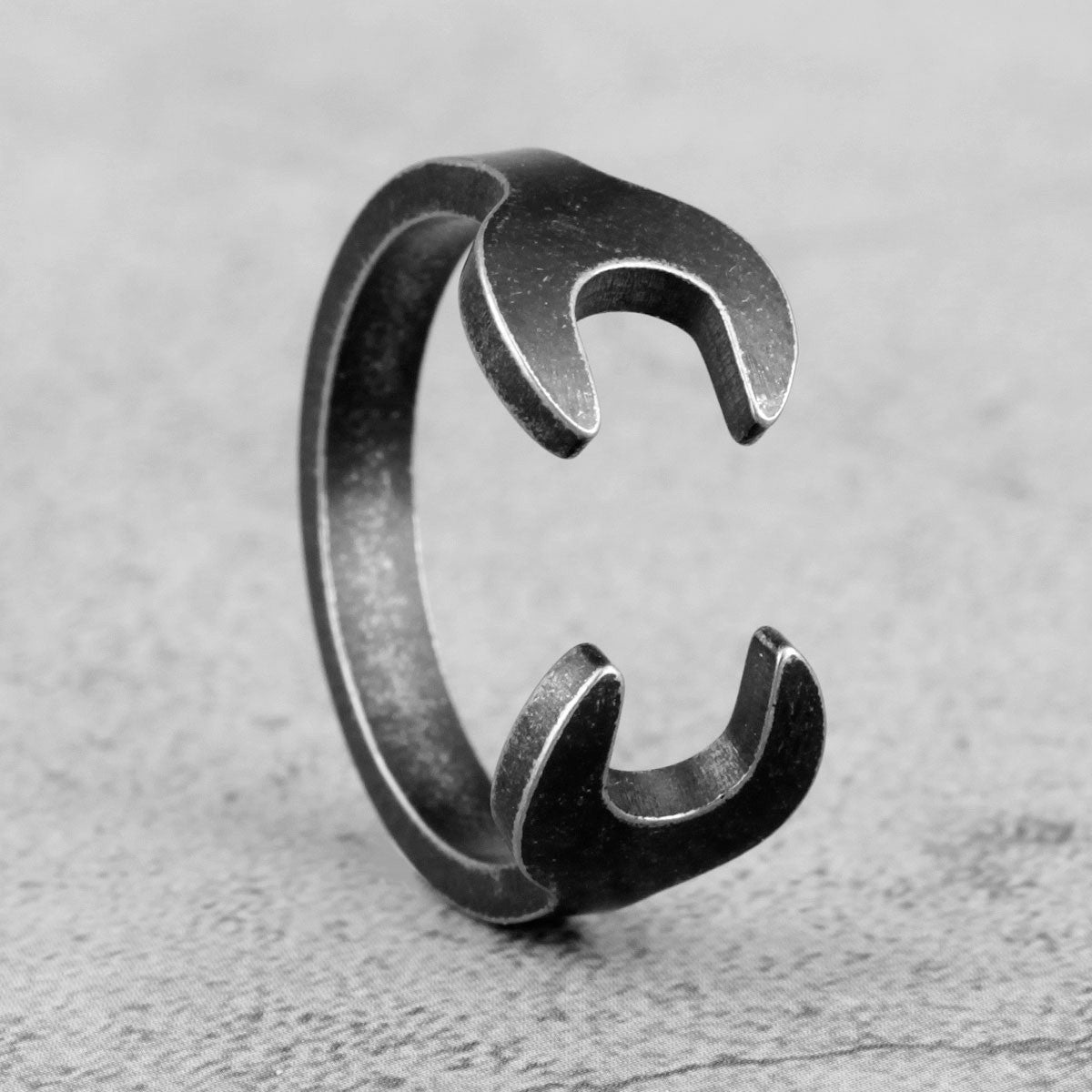 The Wrench | No Fade 316L Black Stainless Steel Grease Monkey Wrench Ring