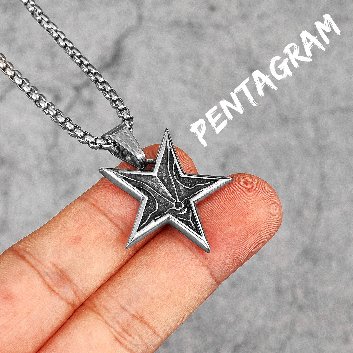 Pentagram |  316L No Fade Stainless Steel Depths Of Evil Pentagram Hip Hop Pendant