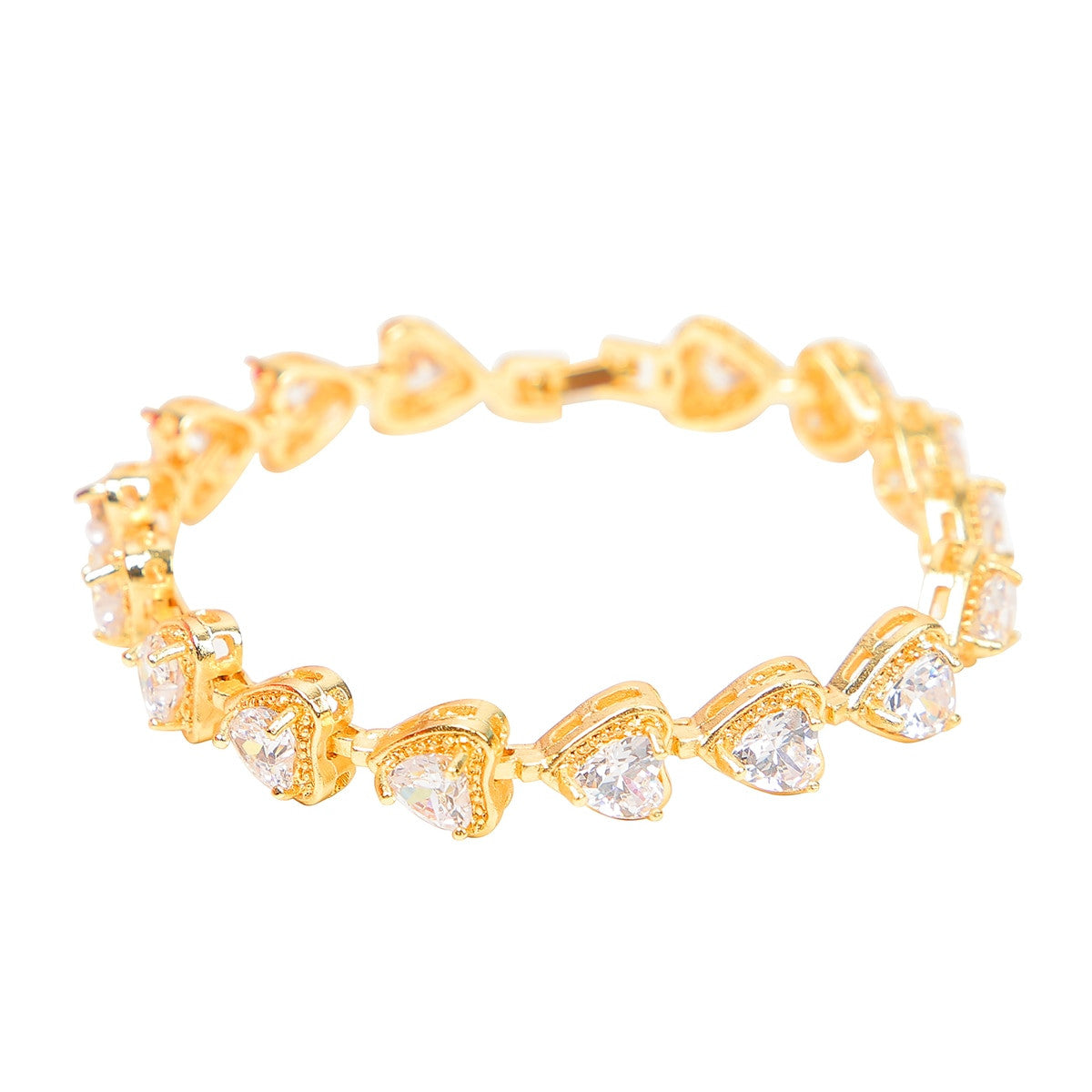 Ladies Ice Street Wear Casual Fashion Jewelry 6mm Big Heart Tennis Bracelet