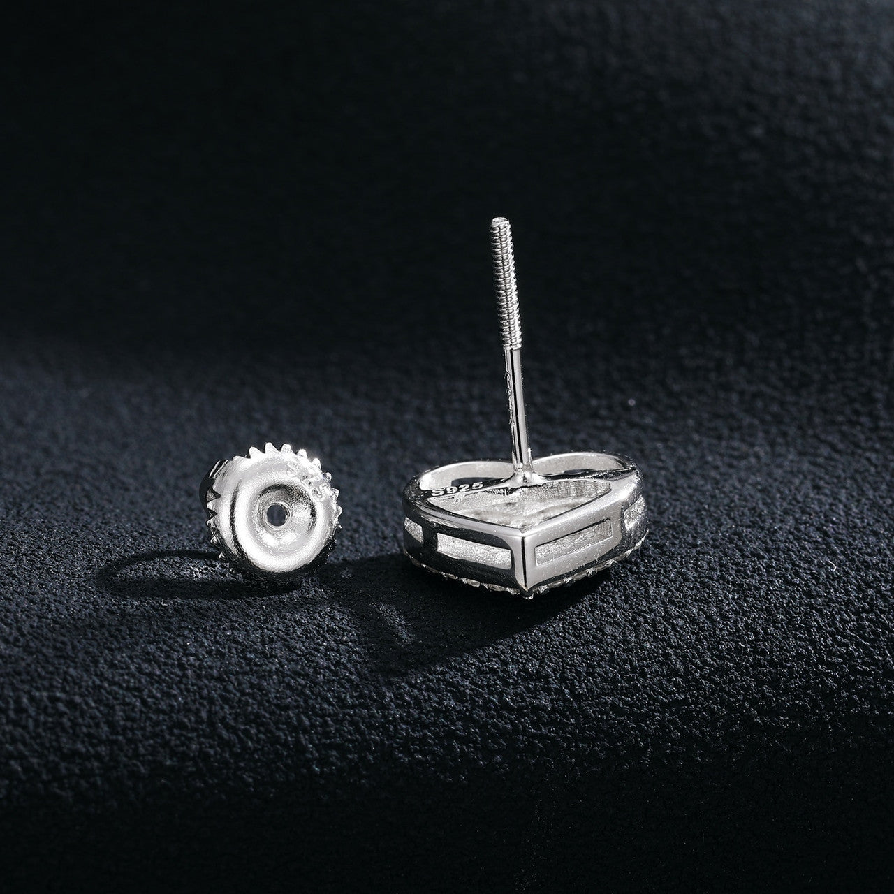 VVS Diamond Stone 925 Sterling Silver Iced Blinged Out Heart Stud Earrings