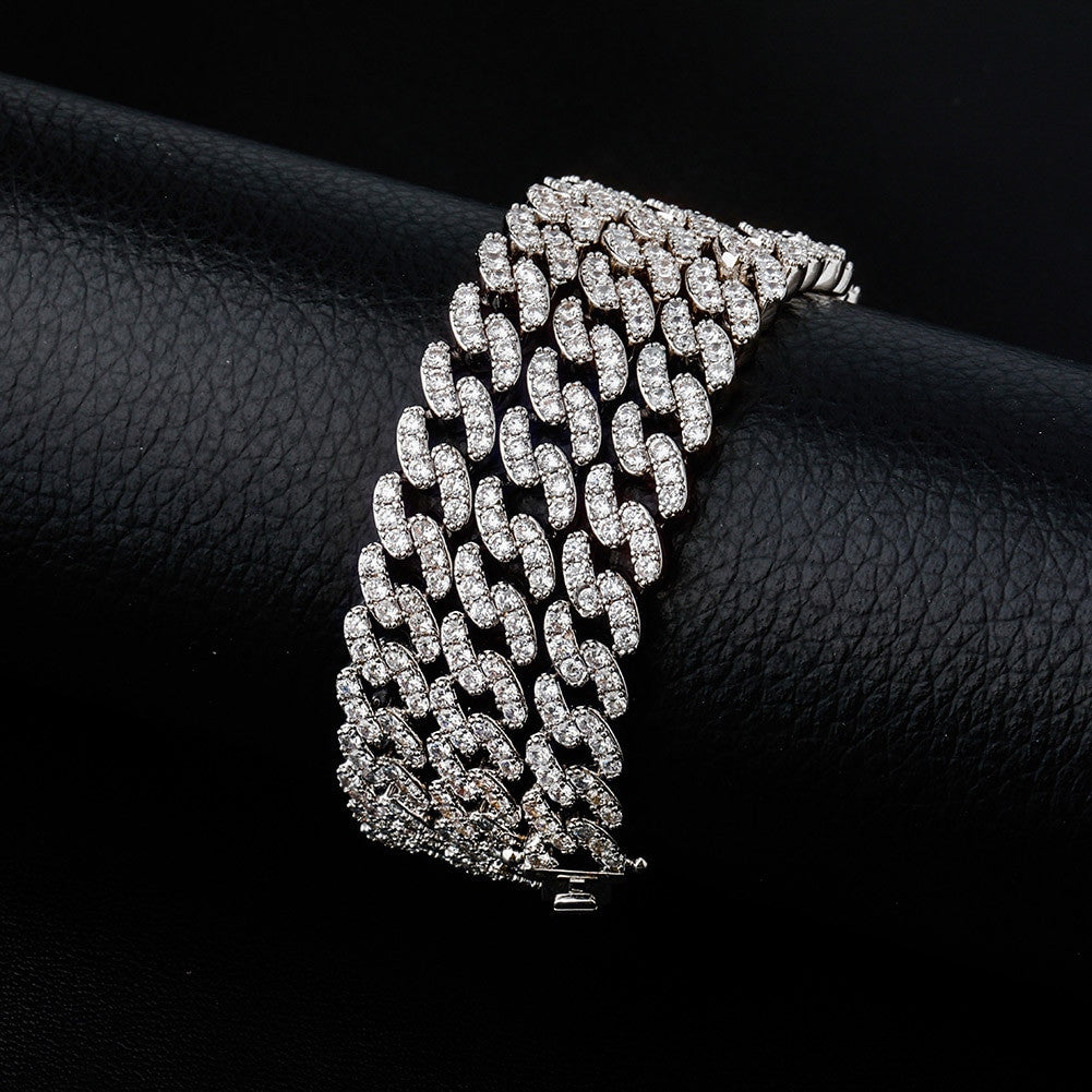 8mm Full Flooded Ice Close Cut Prong Set Hip Hop Cuban Link Chain Necklaces