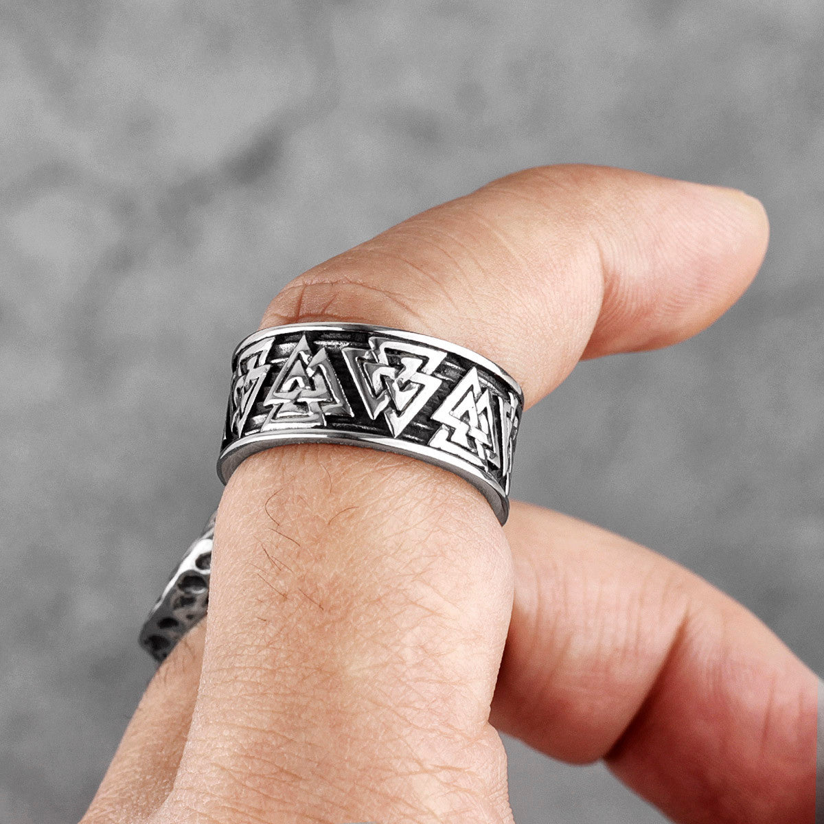Odin's Triangle | Mens 316L Stainless Steel Viking Symbol Mythology Street Wear Rings