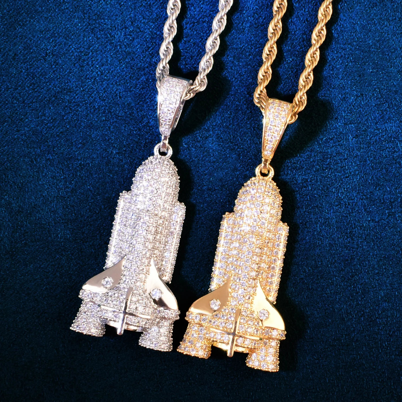 Rocket Ship | VVS Diamond CZ Iced Blinged Out Spaceship Hip Hop Pendant