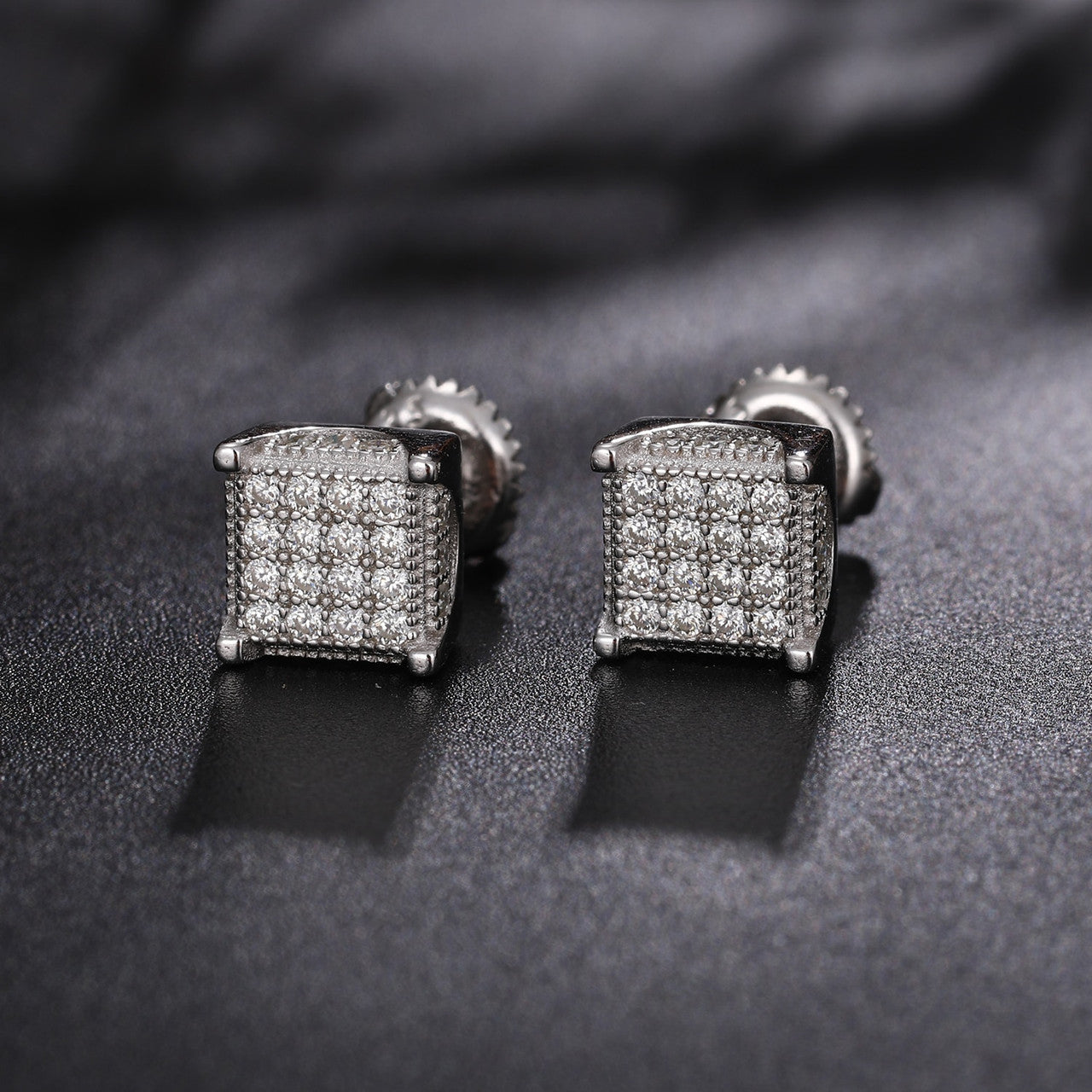Flooded Ice 925 Solid Silver 3D Cube Genuine VVS Diamond Bling Hip Hop Earrings