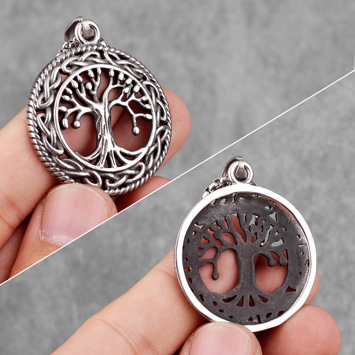 Unique Stainless Steel No Fade Tree Of Life Street Wear Pendant Chain Necklace