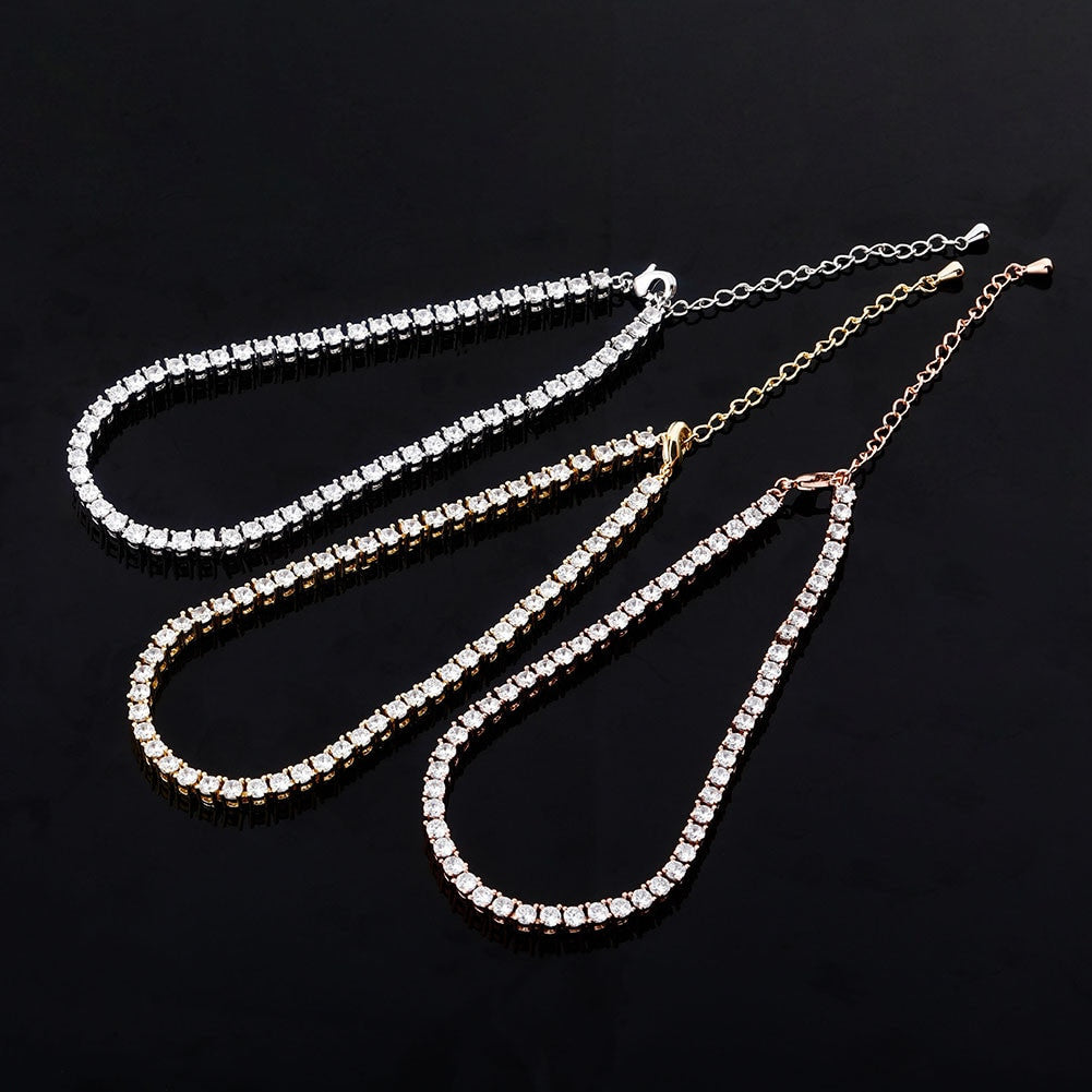 Ladies Iced Blinged Out 3mm 3A Stone Tennis Ankle Anklet Bracelet