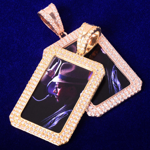 Crowned Jewel | Two Row Iced Border Custom Photo Memories Hip Hop Pendant