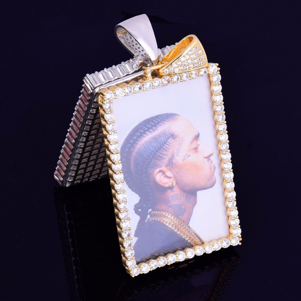 Moments In Time | 4 Prong Set Custom Square Picture Hip Hop Pendant