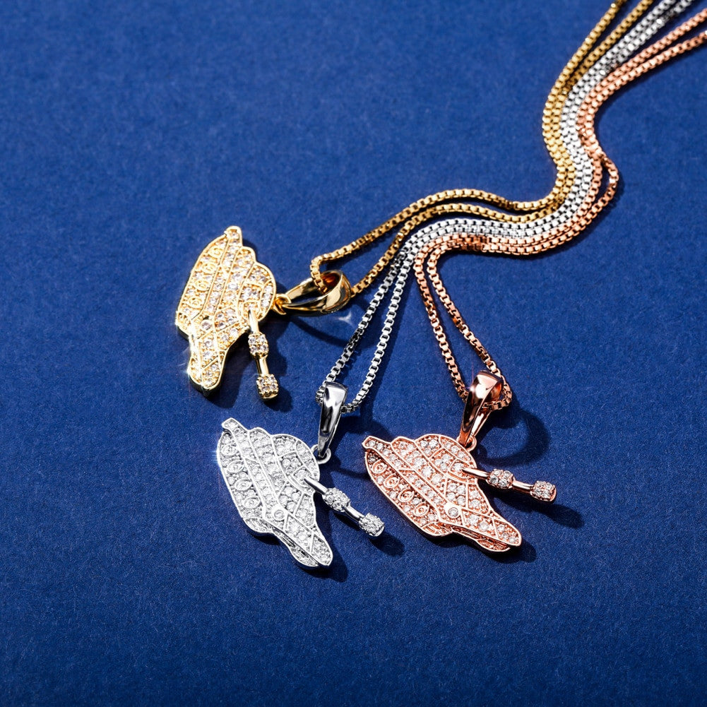 Ladies 14k Rose Gold 925 Solid Sterling Silver Hip Hop Tank Girl Pendant Necklace