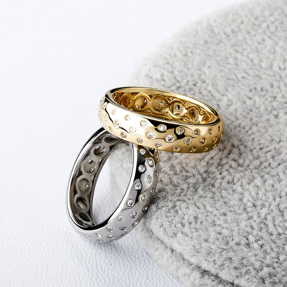 Ladies Night Sky Twilight Deep Set Stone Bling 14k White Yellow Gold Rings