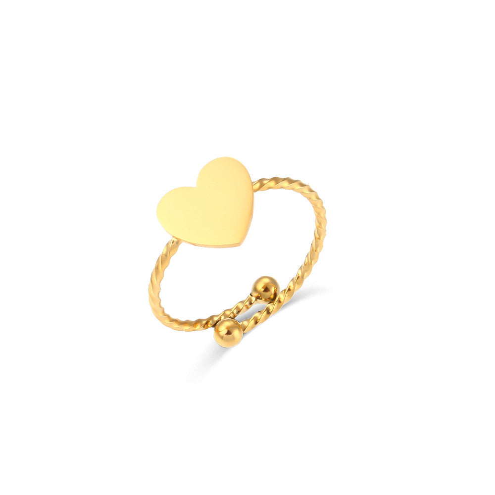 18k Gold Waterproof Stainless Steel Fine Polished Moon Star Heart Flower Adjustable Rings