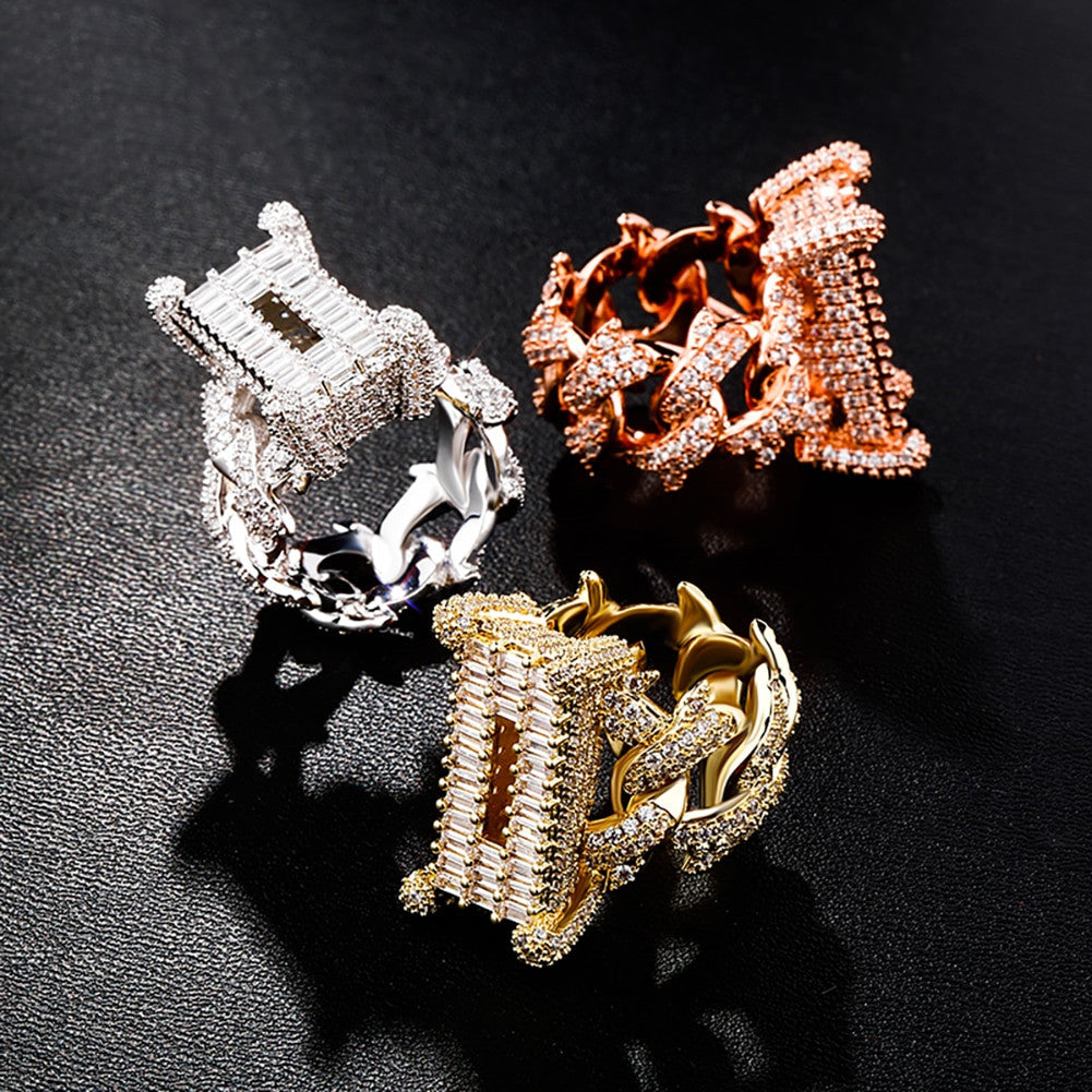 Ultra Ice Baguette Crown of Thorns Hip Hop Rings