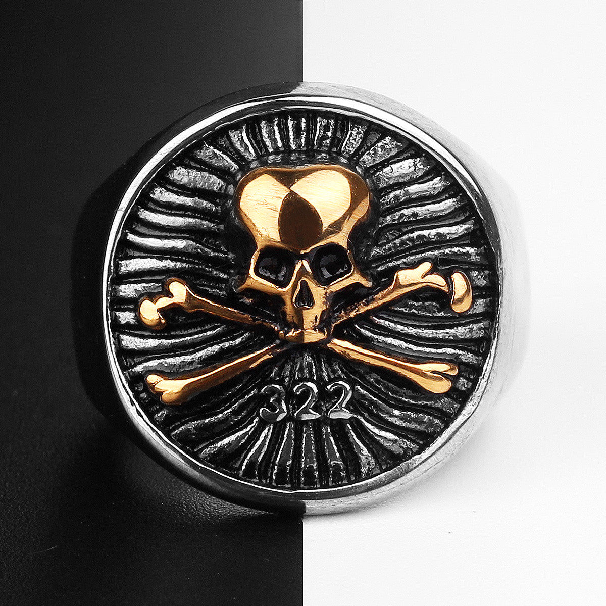 Skull and Bones Brotherhood of Death No Fade Stainless Steel Bling Rings