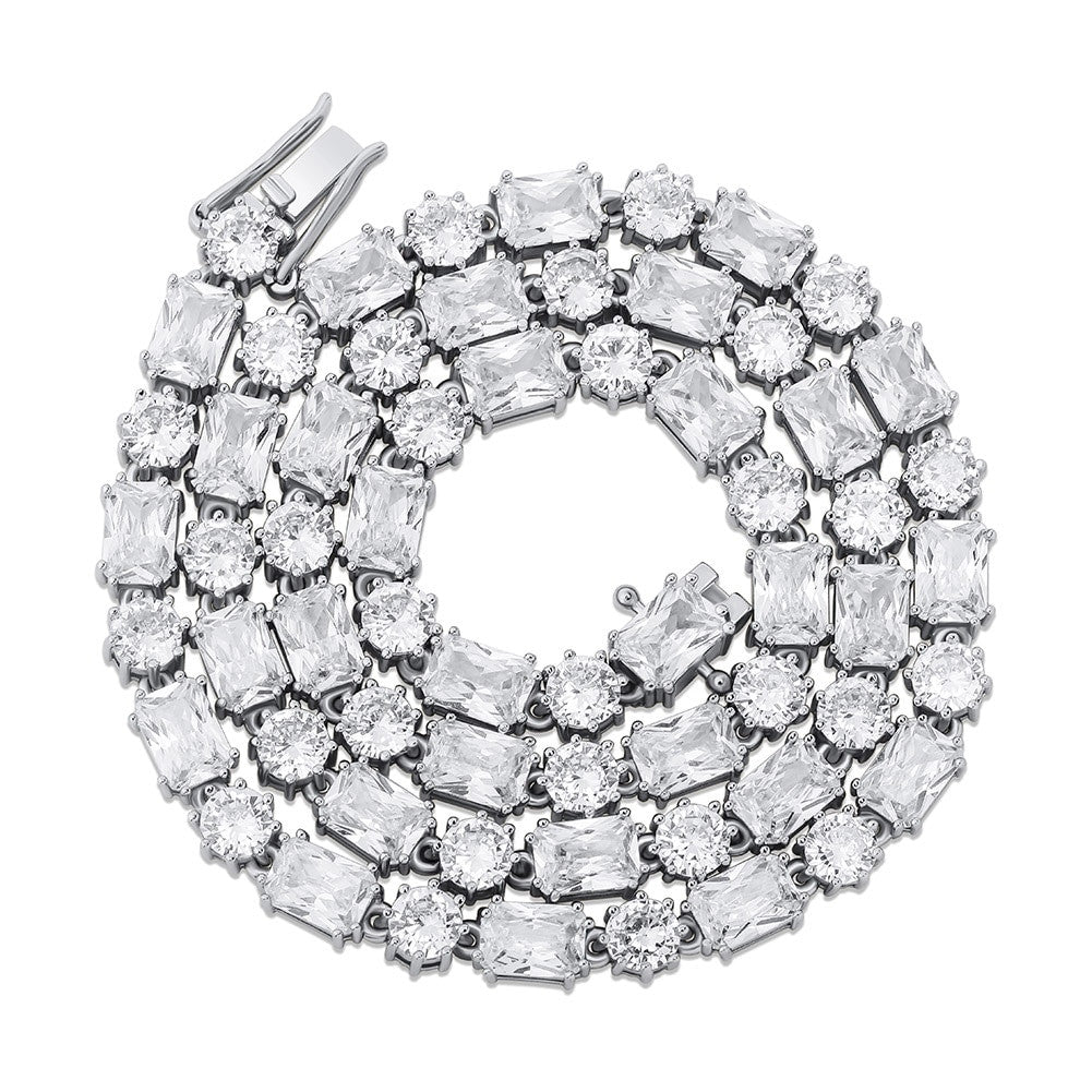 Ladies Bling 6mm Choker Style Round Princess Cut Handset Stone Chain Necklace