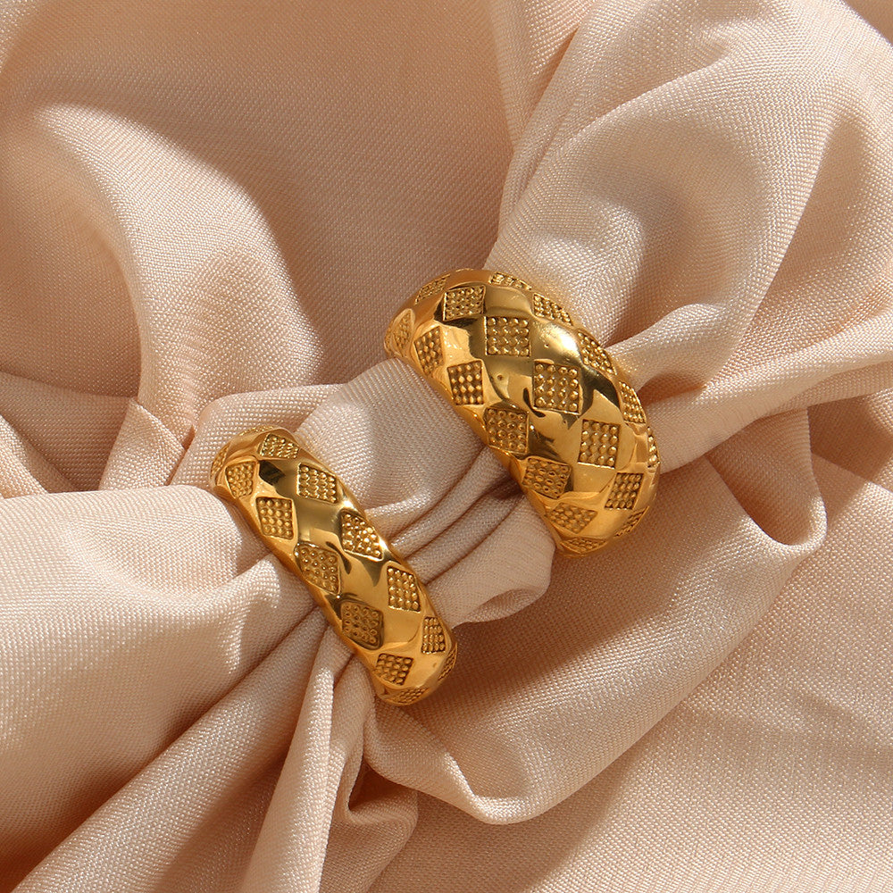 18k Gold Stainless Steel Designer Tarnish Free Colorful Checker Rings