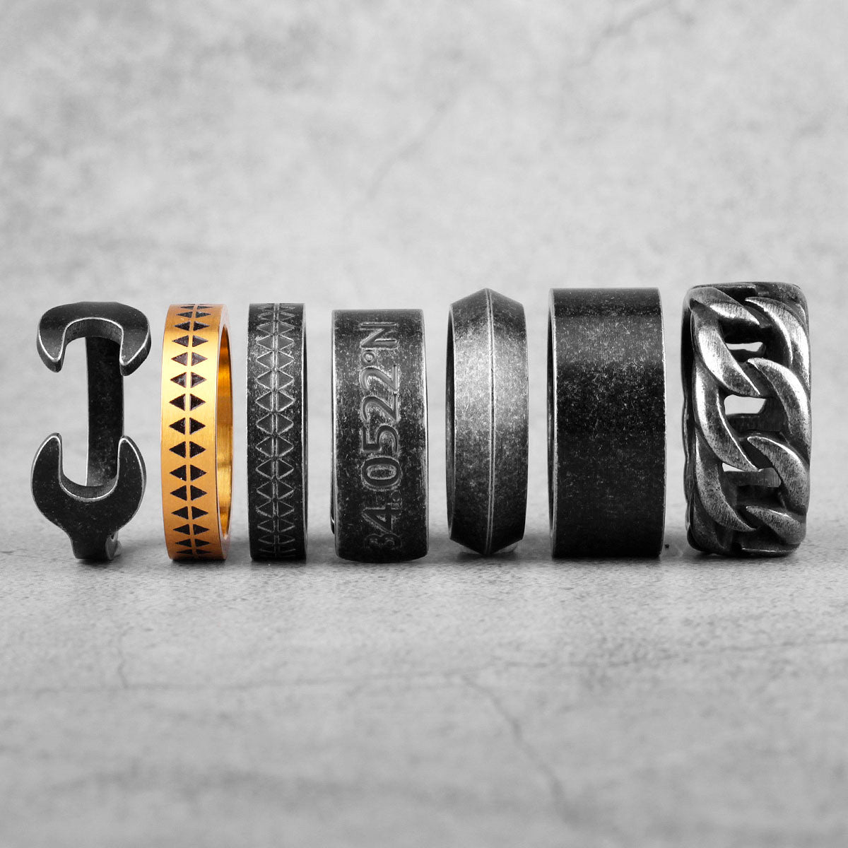 The Wrench | No Fade 316L Black Stainless Steel Grease Monkey Wrench Ring
