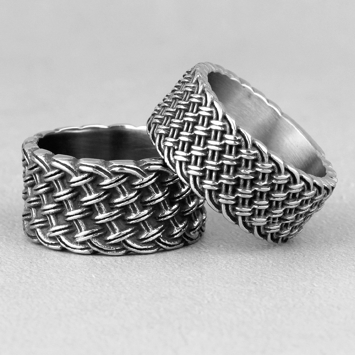 Mens Couples No Fade Stainless Steel Interweaving Love Casual Street Wear Rings