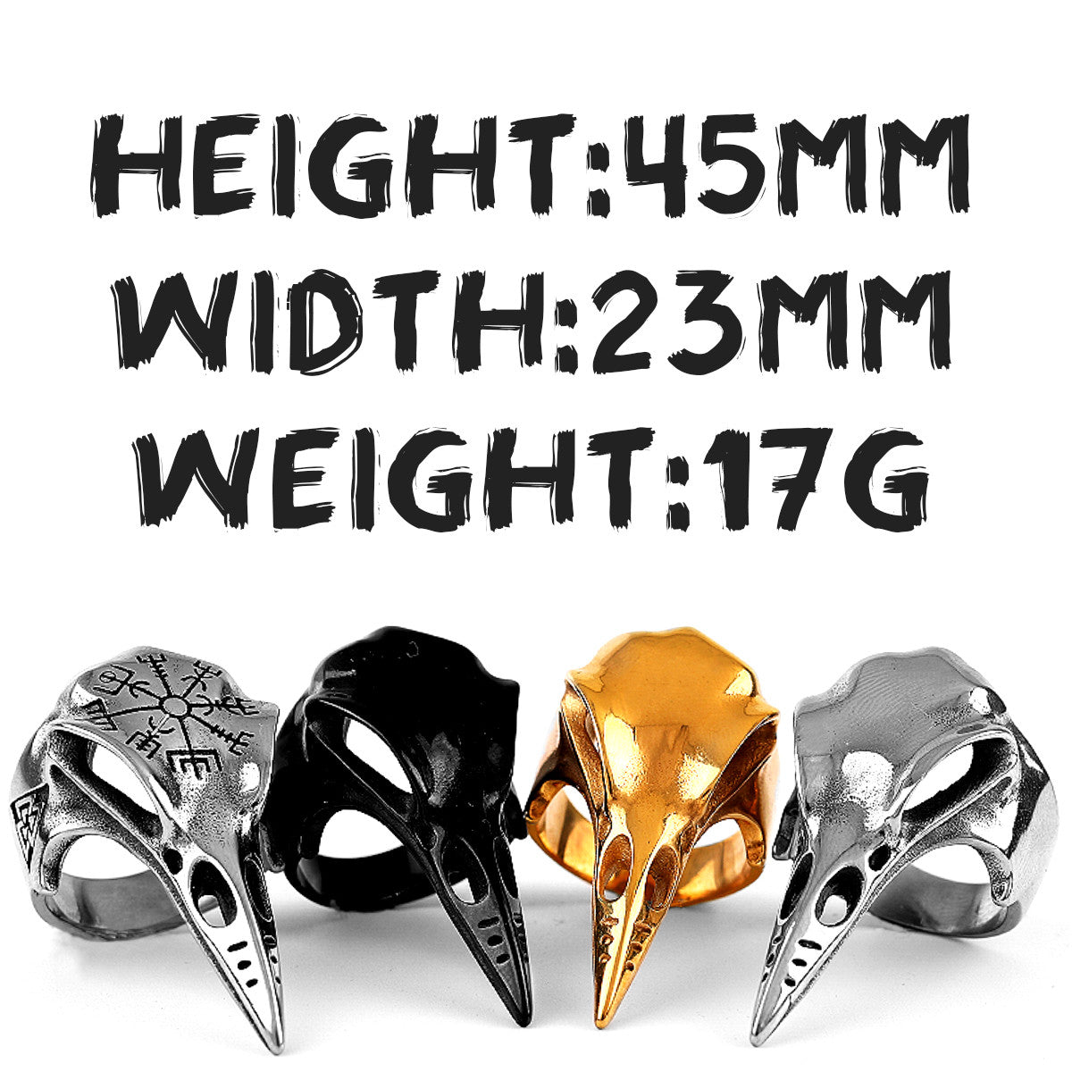 Crow Skull | No Fade Stainless Steel Gold Silver Black Street Wear Men's Designer Rings