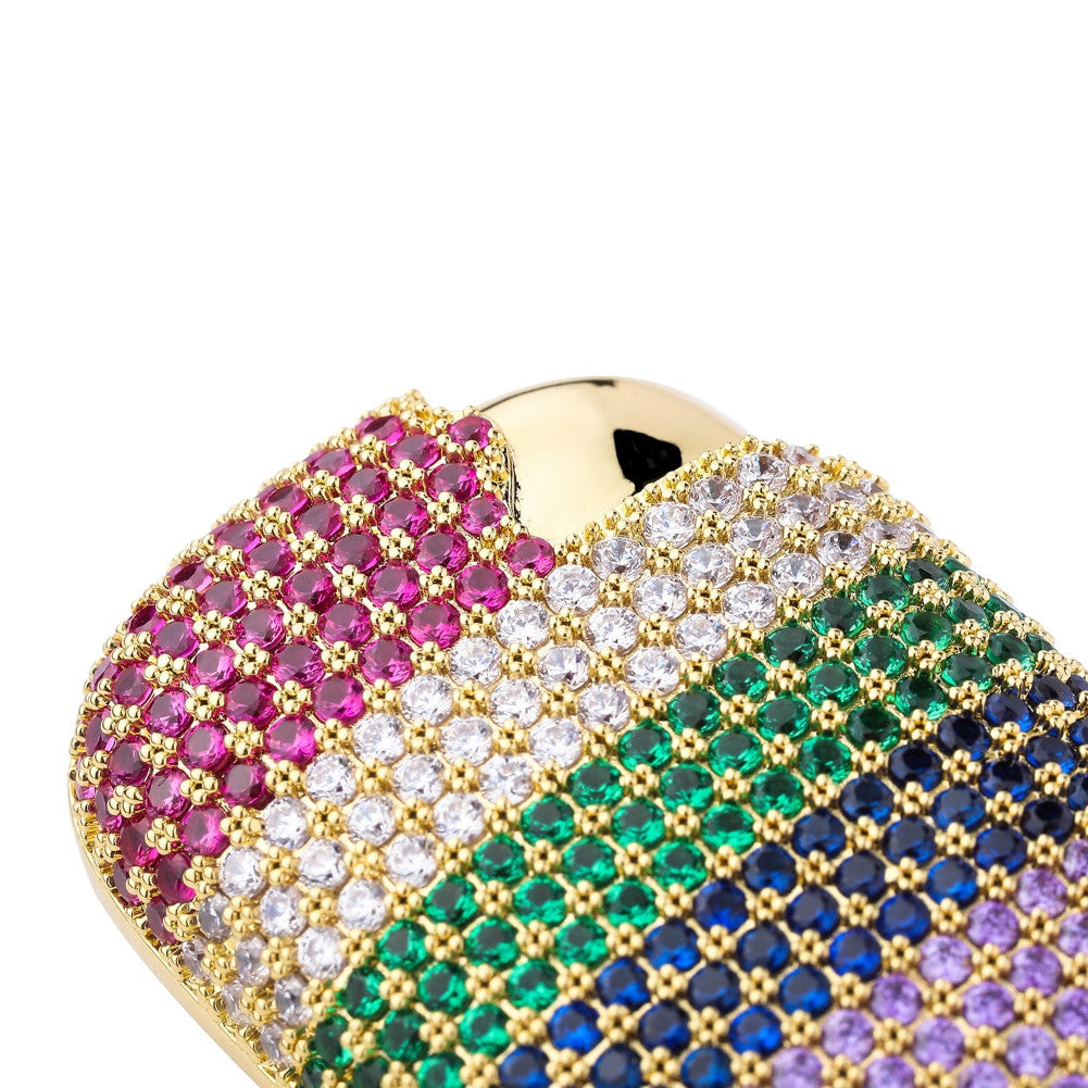 Multi Colored 3A+ Micro Pave Ice Cream Hip Hop Pendant Chain Necklace