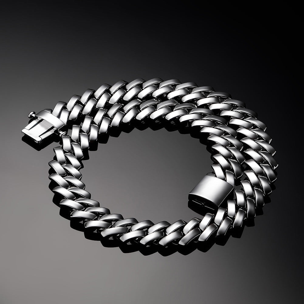 Mens 18MM Street Wear Spring Clasp Designer Cuban Link Hip Hop Chain